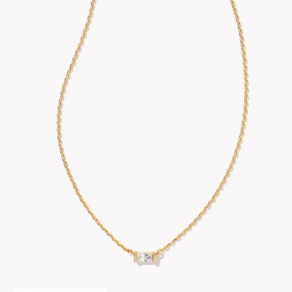Juliette Gold Pendant Necklace in White Crystal NWT